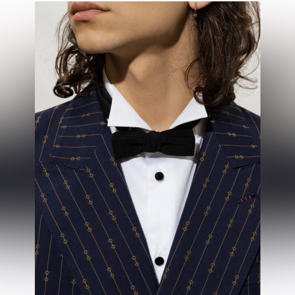 NWT GUCCI GG JACQUARD SILK BLACK BOW TIE - Picture 8 of 10